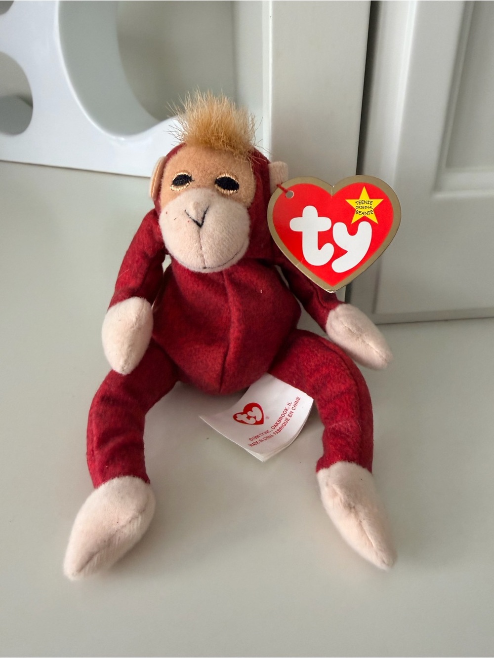 1999 TY Teenie Beanie Babies Schweetheart The Orangutan Red Monkey Plush Toy